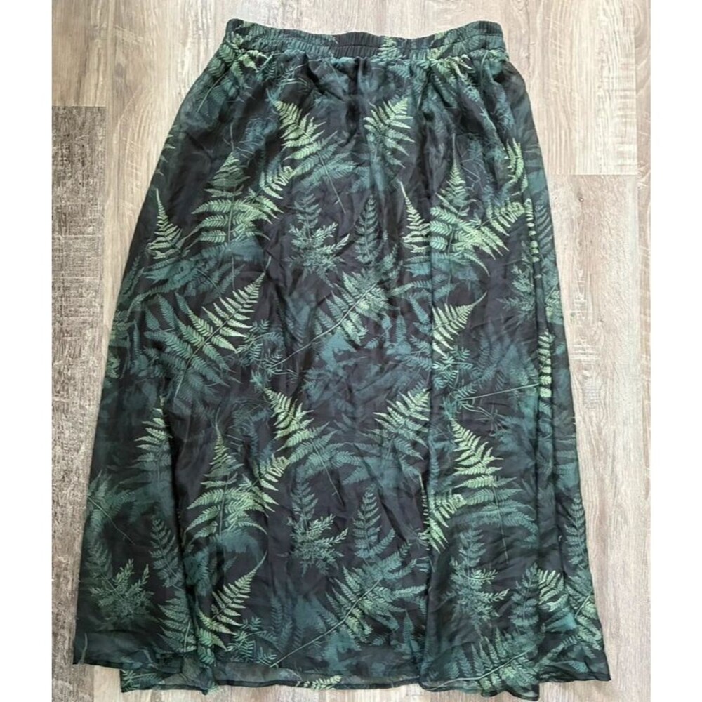 Disturbia Women’s US 12 Whimsigoth Fern Botanical Midi Skirt Green Black